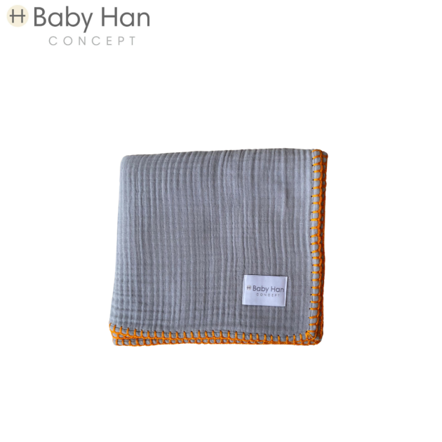 Dört Kat Kenar Örgülü Müslin Örtü- Gri seri